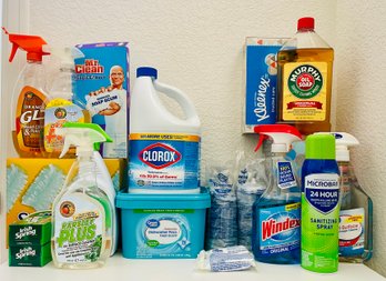 Cleaning Supplies Lot, Including Clorox, Windex, Mr. Clean And More