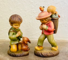 Pair Of Anri Italy Woodcarving Figurines