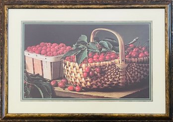 Raspberries And Cherries Still Life In Frame