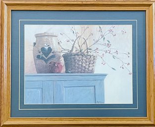 Signed Still Life Print In Frame