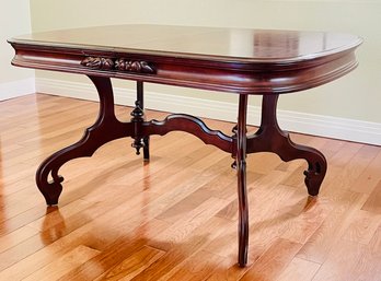 Antique Cherry Wood Dining Set With Matching Chairs And  Extra Leafs