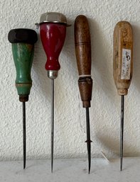 Collection Of Vintage Wood Handle Ice Picks