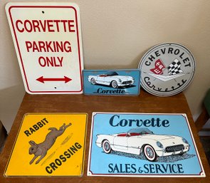Assortment Of Metal Corvette Sign Decor