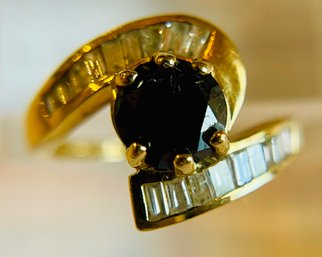 14K Black Diamond Ring Size 7