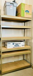 Tall Metal Storage Shelves With Various Garage Items And Mystery Boxes 2/2