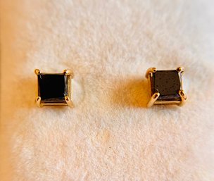 Square Black Diamond Studs