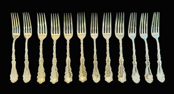 12 RW'S Sterling Silver Forks Monogrammed R