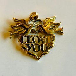 14K Yellow Gold I Love You Pendant