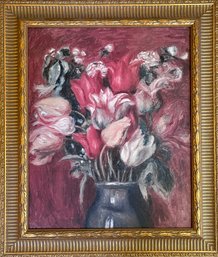 Tulip Bouquet, Brushstroke Art, Framed With No Glass