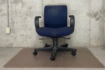Blue Haworth Office Chair W/ Desk Floor Mat