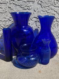 Assortment Of Cobalt Blue Glass Vases