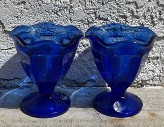 Pair Of Cobalt Blue Glass Cups