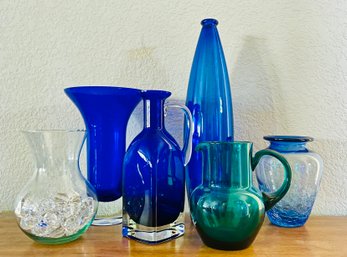 Assortment Of Various Glasswares, Including Vases & Pitchers