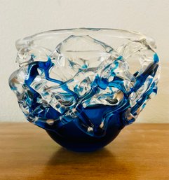 Vintage Blue Crystal Bowl