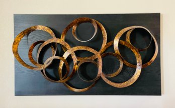 Metallic Rings On Wooden Panel Wall Art