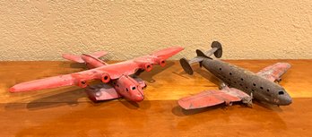 Pair Of Vintage Metal Airplane Models