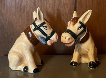 Pair Of Porcelain Donkeys