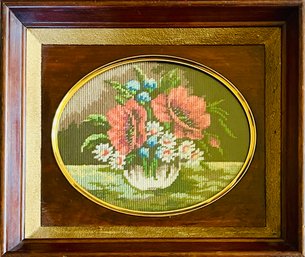 Vintage Needlework Still Life Art In Frame