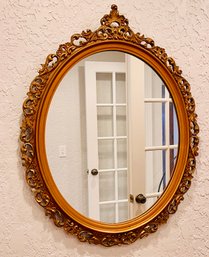 Rococo Style Gilded Wood Oval Framed Wall Mirror
