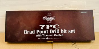 New Cummins Titanium Coated 7 Piece Brad Point Drill Bit Set
