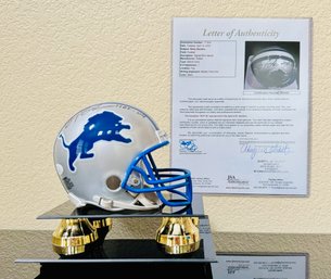 Barry Sanders Detroit Lions Autographed Mini Helmet Certified By JSA