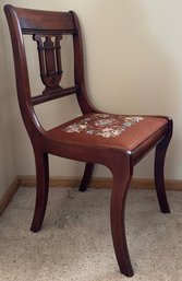 Antique Wooden Chair With Embroidered Seat