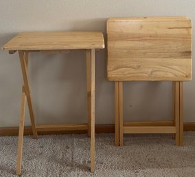 Trio Of Wooden Foldable Tables