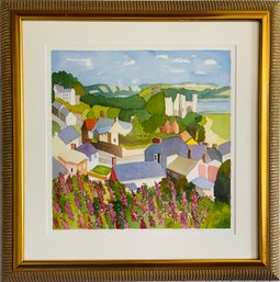 Lee Avery  Signed Laugharne South Wales Watercolor Painting In Frame