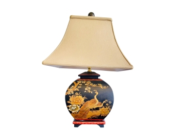 Handpainted Peacocks Chinese Table Lamp