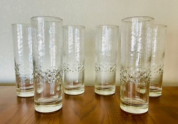 6 PC Lot Of Tall Glasses