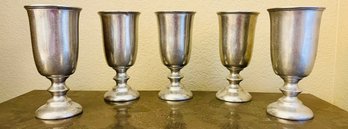 5 PC Lot Of Metal Goblets