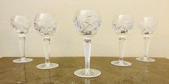 5 PC Lot Of Crystal Clear Industries Camelia Wine Hock Glass