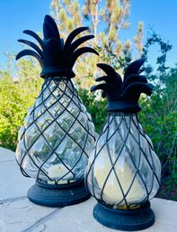 2 Pineapple Shaped Candleholders Vases