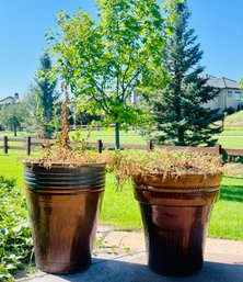 Pair Of Heavy Glazed Pots