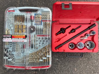 Large Set Of Drill Bits And Attachments With Additional Hole Saw Set