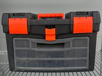 Tool Box Separate Small Parts Storage Areas - Black With Red Accents