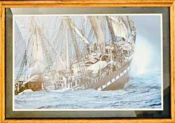 Large Ship In The Ocean Framed Print