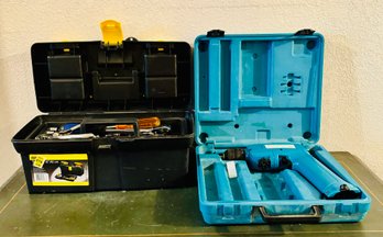 Stanley Carrying Tool Case With Tools & Makita Cordless Drill