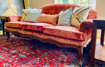 Victorian Velvet Sofa With Cabriole Legs