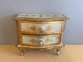 Trinket Box - Gilt And Aquamarine