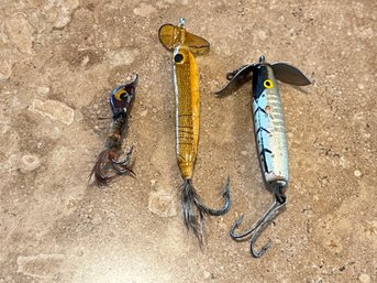 Trio Of Vintage Wooden Lures