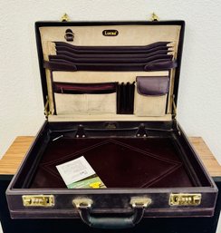 Lucas Leather Grain Maroon Briefcase With Combination Lock