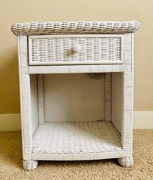 White Wicker End Table 2 Of 2