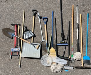 Assortment Of Cleaning And Yard Tools