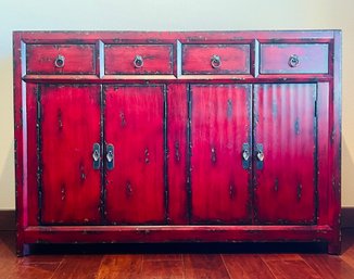 Hooker Furniture Bowery Hill Accent Chest Console With Storage In Rich Red