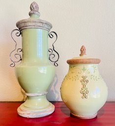 2 Decorative Vases With Lids