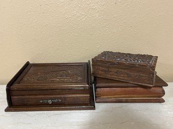 Hand Carved Wooden Jewelry Boxes
