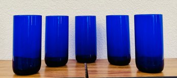 Set Of 5 Cobalt Blue Drinking Glasses