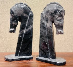 Marble Stylized Horse Bookends