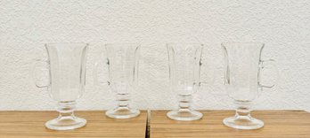 Set Of Four Beveled Irish Coffee Glasses